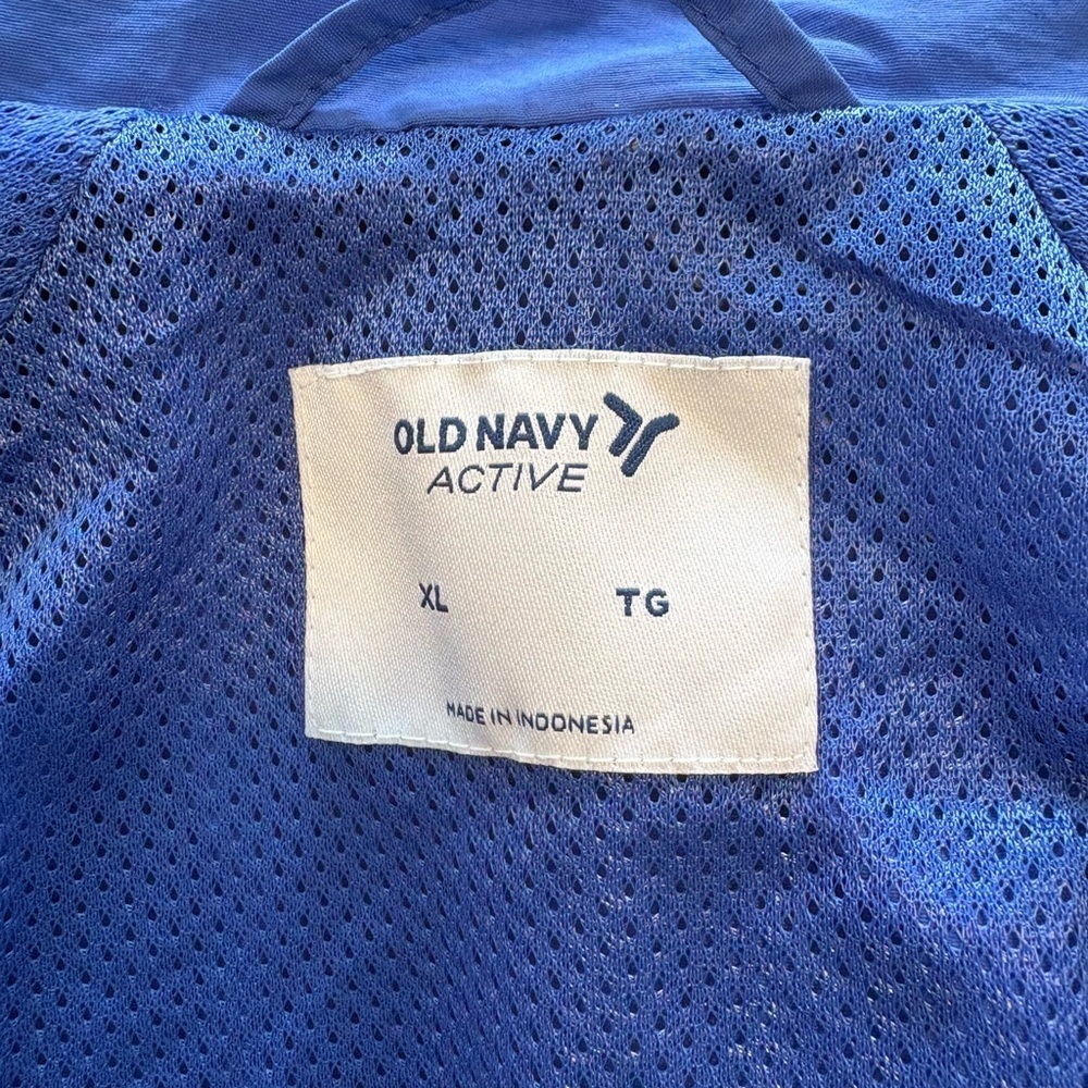Old Navy Blue Nylon Windbreaker Jacket Cinch Waist XL - Picture 9 of 12